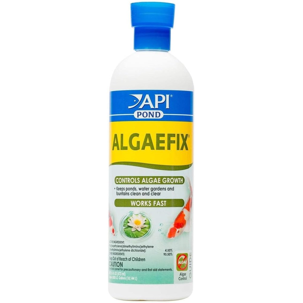 API POND ALGAEFIX (16 fl oz) Pond Algae Control - Copper Free - Clean, Clear Water - Up to 4800 Gallons - Safe for Fish & Plants - Water Gardens, Fountains - Natural Active Ingredient - EPA-Registered