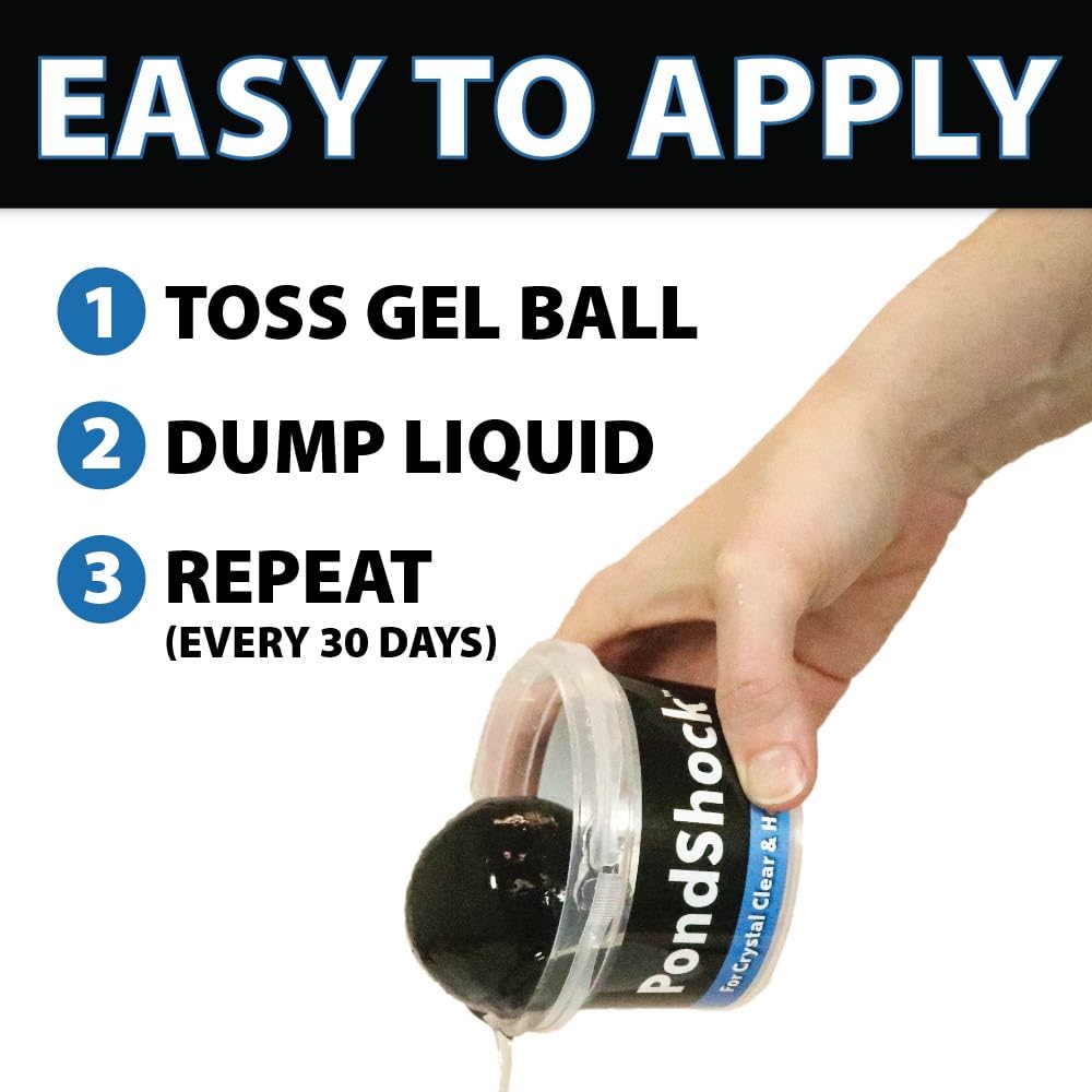 CrystalClear PondShock Ball, Natural Enzymes & Live Bacteria, Freshwater Clarifier Shock Treatment, Muck & Sludge Remover for Small Pond & Outdoor Water Garden Ponds, Koi Fish & Aquatic Plants Safe