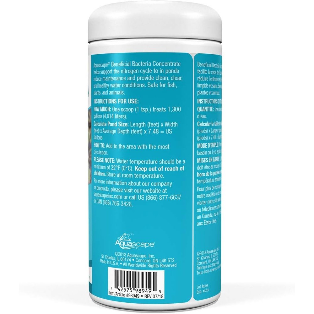 Aquascape Beneficial Bacteria Concentrate for Pond and Water Features, 1.1-Pound, 98949