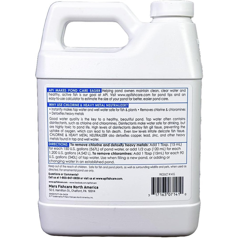 API POND CHLORINE & HEAVY METAL NEUTRALIZER Pond Water Neutralizer 32-Ounce Bottle