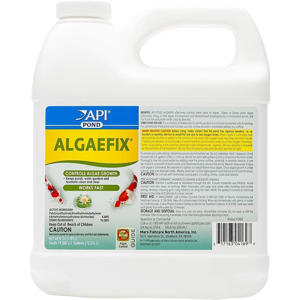 API POND ALGAEFIX (16 fl oz) Pond Algae Control - Copper Free - Clean, Clear Water - Up to 4800 Gallons - Safe for Fish & Plants - Water Gardens, Fountains - Natural Active Ingredient - EPA-Registered