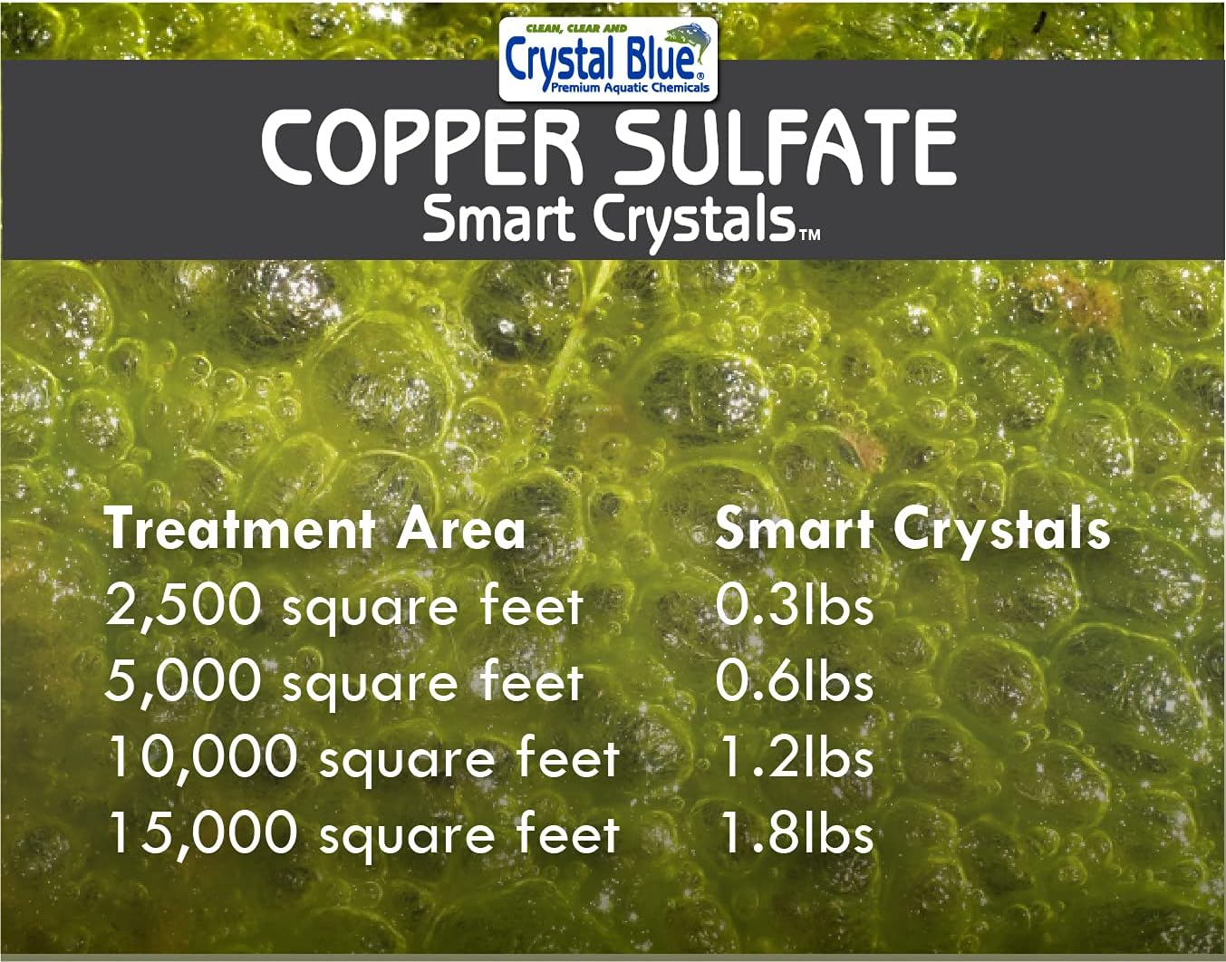 Crystal Blue Copper Sulfate Algaecide - Granular Aquatic Grade Copper Sulfate for Pond Algae Control - 5 Pounds