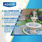 Adios! Fountain Cleaner and Clarifier for Outdoor and Indoor Fountains – Safe for Plastic, Metal, Glass and Stone (16oz)