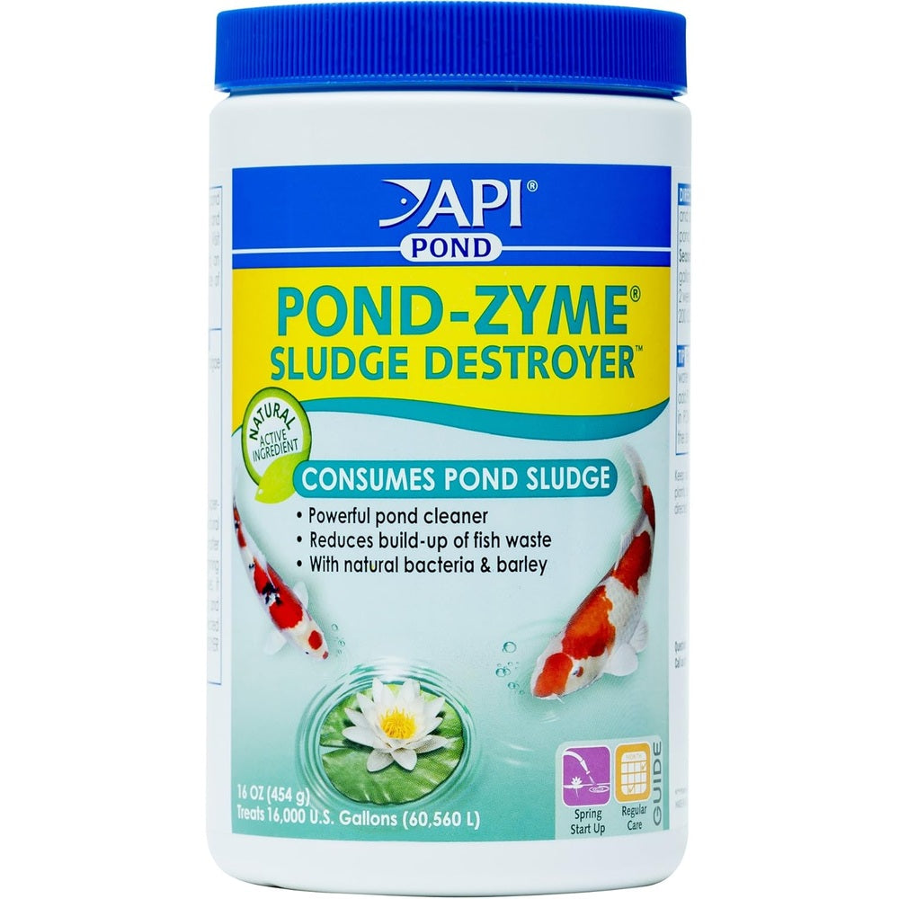 API POND-ZYME SLUDGE DESTROYER Pond Cleaner With Natural Pond Bacteria And Barley, 1-Pound Container