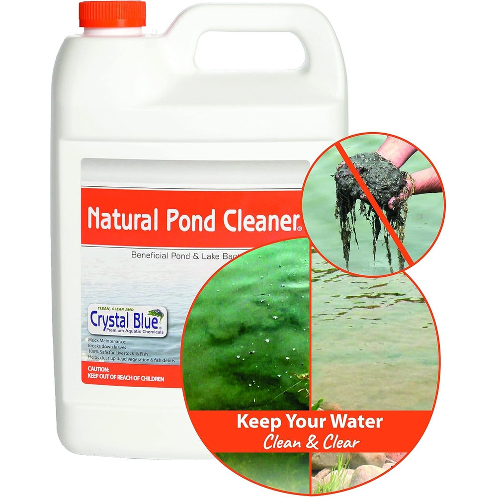 Crystal Blue Natural Pond Cleaner - Muck and Sludge Remover, Safe for Koi - 1 Gallon