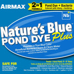 Airmax Pond Dye Plus, Nature's Blue Colorant & Natural Beneficial Bacteria, Large Pond & Lake Water Clarifier & Color Treatment, Shade Plants & Algae from Sunlight, Fish & Livestock Safe, 1 Gallon