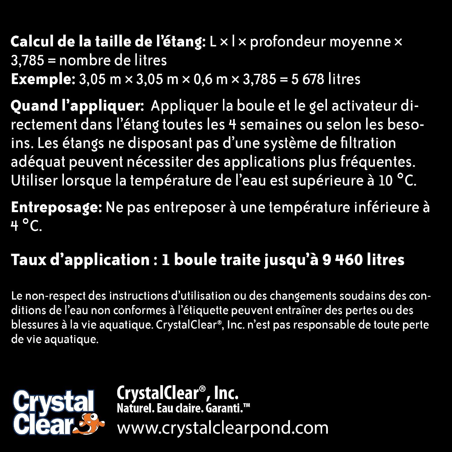 CrystalClear PondShock Ball, Natural Enzymes & Live Bacteria, Freshwater Clarifier Shock Treatment, Muck & Sludge Remover for Small Pond & Outdoor Water Garden Ponds, Koi Fish & Aquatic Plants Safe