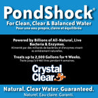 CrystalClear PondShock Ball, Natural Enzymes & Live Bacteria, Freshwater Clarifier Shock Treatment, Muck & Sludge Remover for Small Pond & Outdoor Water Garden Ponds, Koi Fish & Aquatic Plants Safe