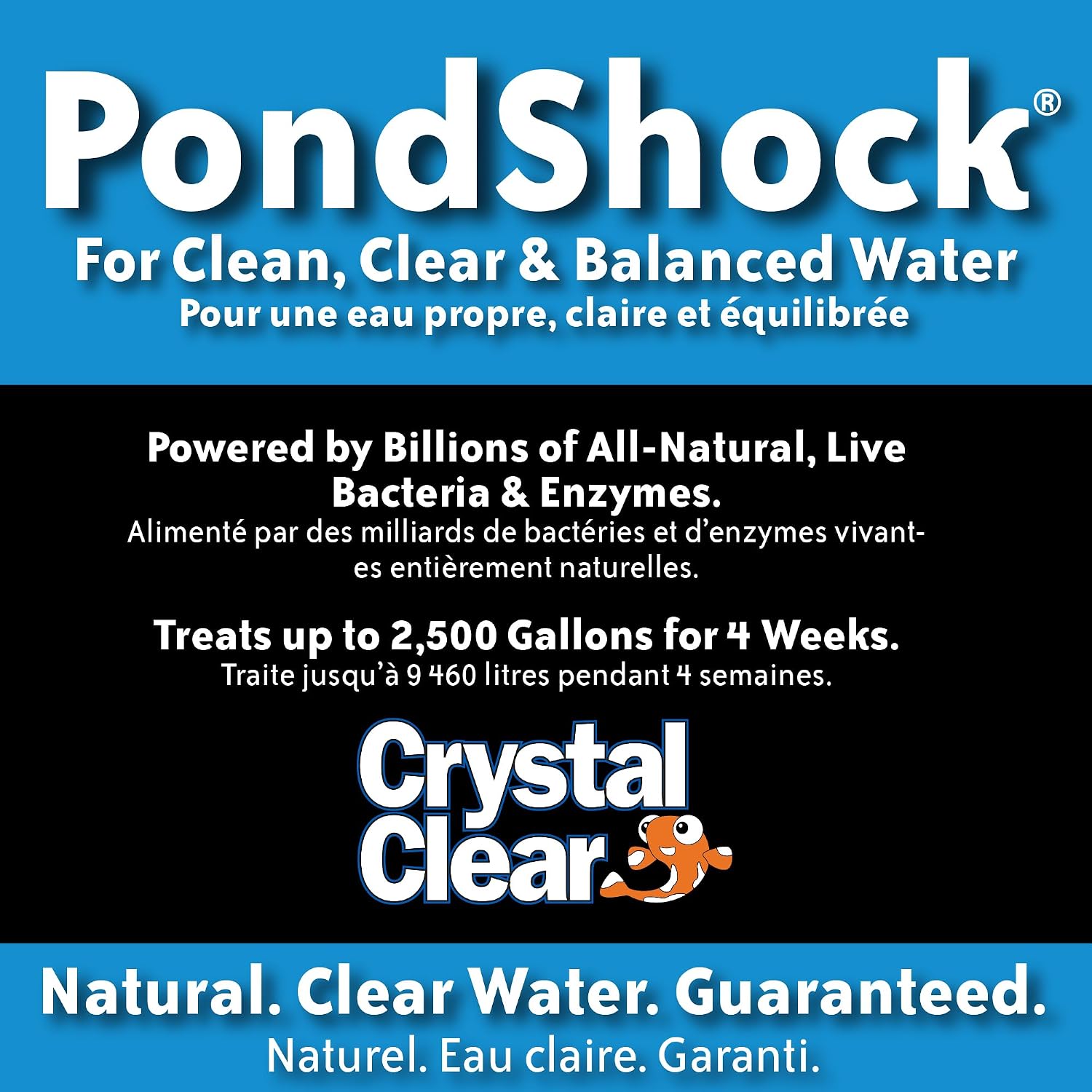 CrystalClear PondShock Ball, Natural Enzymes & Live Bacteria, Freshwater Clarifier Shock Treatment, Muck & Sludge Remover for Small Pond & Outdoor Water Garden Ponds, Koi Fish & Aquatic Plants Safe