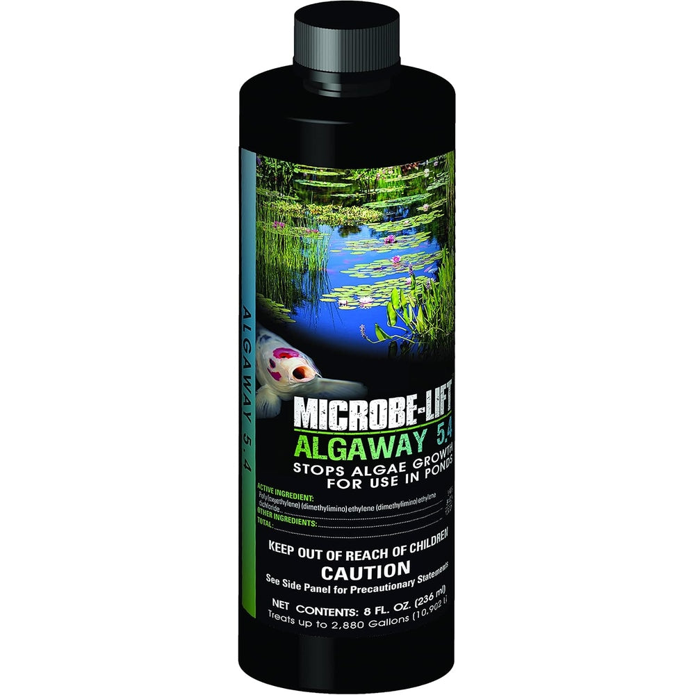 MICROBE-LIFT ALGA08 Algaway 5.4 Algae Control Treatment for Ponds and Water Gardens, Safe for Koi Fish, Goldfish, Plants, and Decorations, 8 Ounces