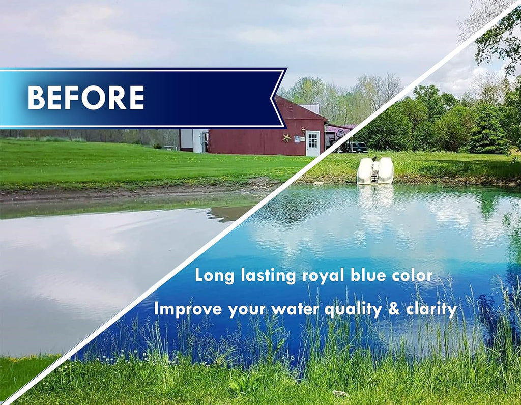 Pond Worx Blue Lake and Pond Dye - 4X Concentrated Liquid Pond Colorant - Treats up to 1 Acre - 1 Quart