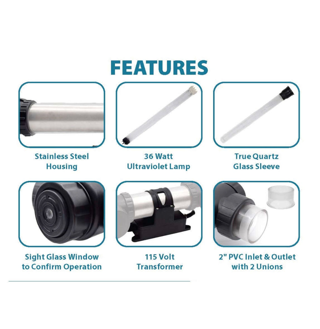 EasyPro Stainless Steel UV Clarifier – 35 Watts