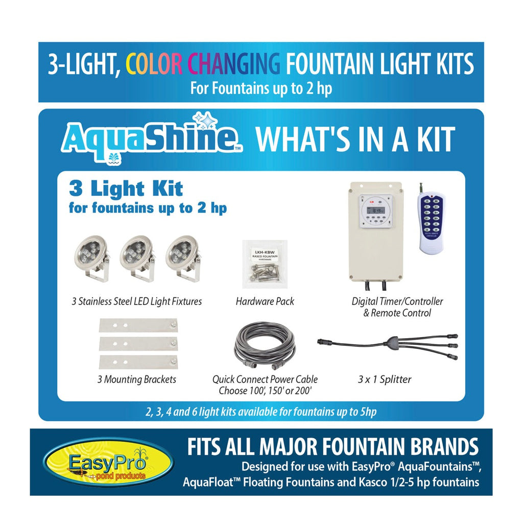 EasyPro: RGB3- Aqua Shine Three Light Color Changing LED Fountain kit