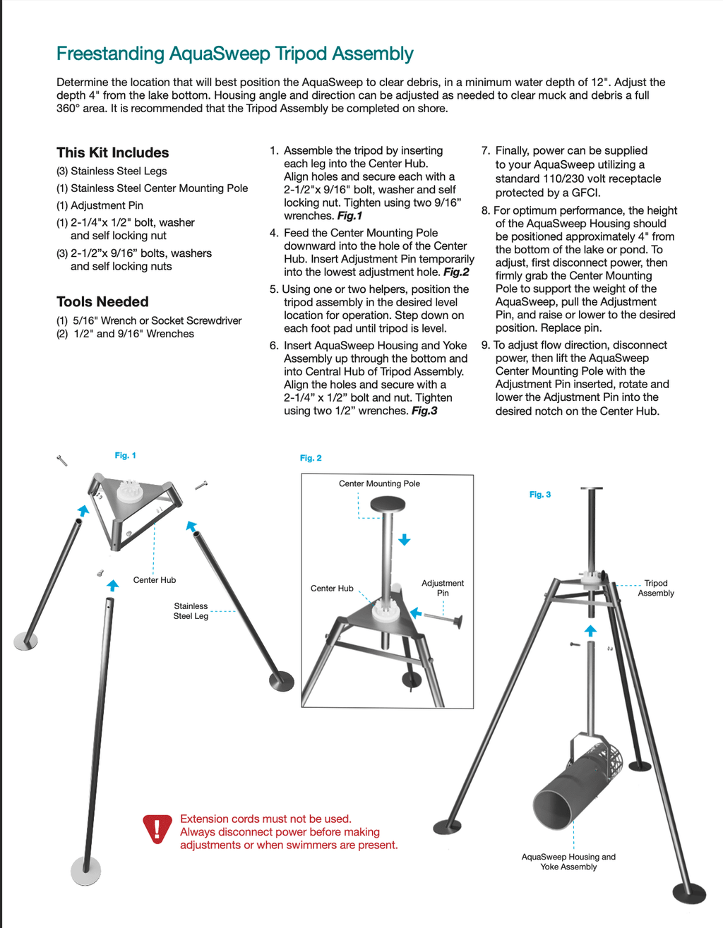 Scott Aerator: Freestanding Aquasweep/De-icer Tripod Stand